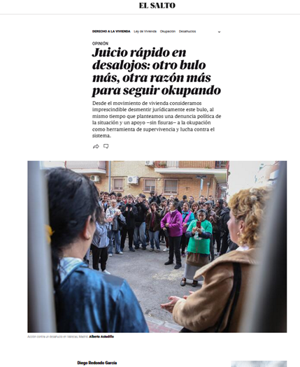 Bulos en la reforma de juicios rápidos para delitos de usurpación