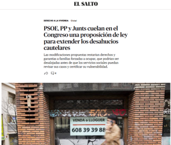 A trámite la ley para desalojar cautelarmente a las personas que ocupan