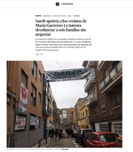 SAREB pide el desalojo del edificio de calle María Guerrero en Carabanchel